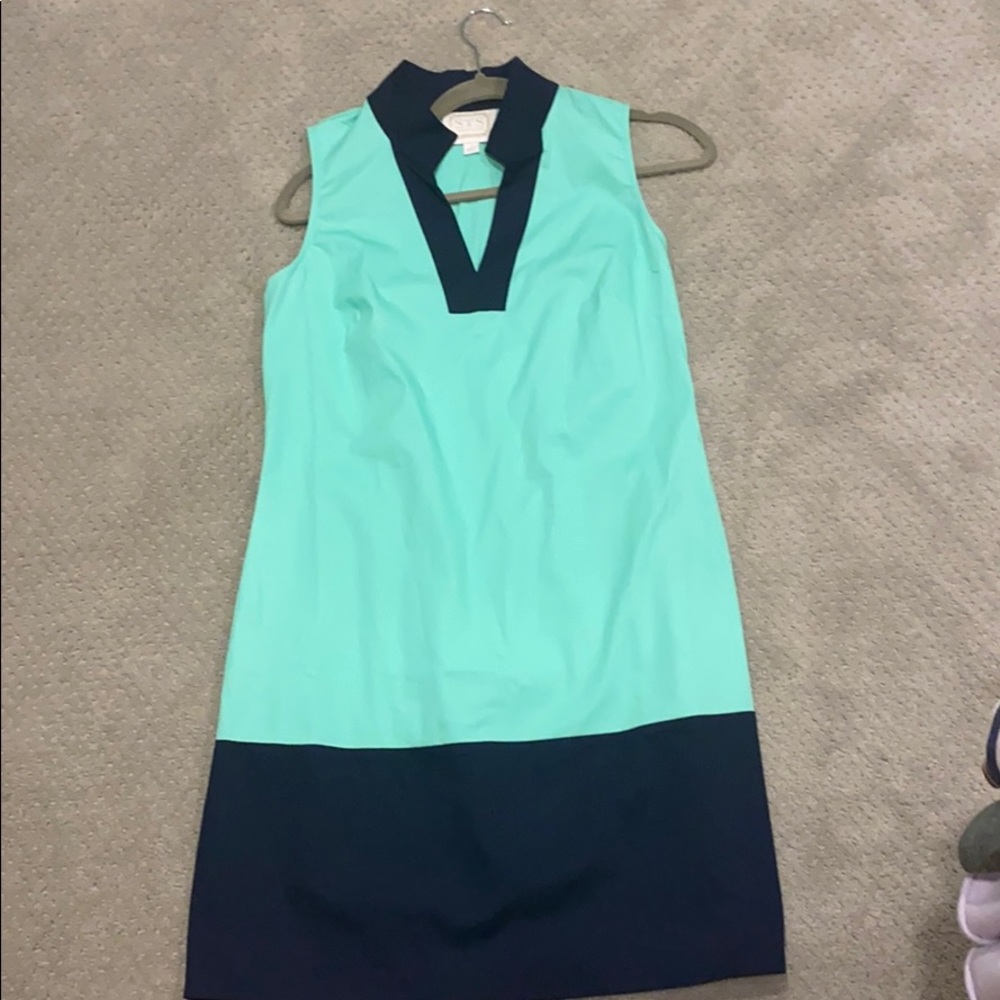 Mint green and navy blue sundress